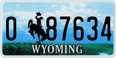 WY license plate 087634