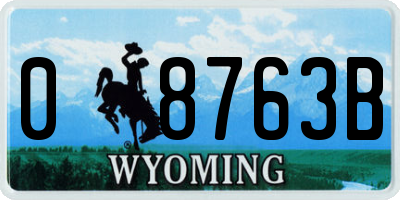 WY license plate 08763B