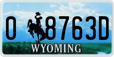 WY license plate 08763D