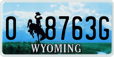 WY license plate 08763G