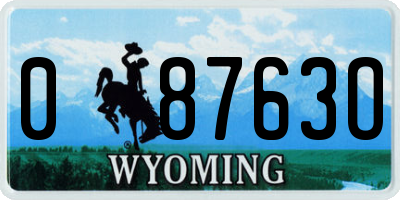 WY license plate 08763O