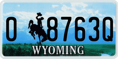 WY license plate 08763Q