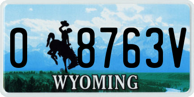 WY license plate 08763V