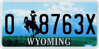 WY license plate 08763X