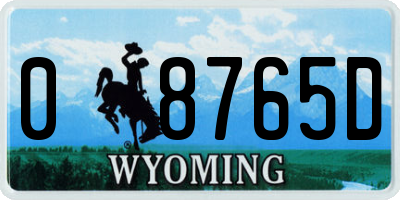 WY license plate 08765D