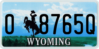 WY license plate 08765Q