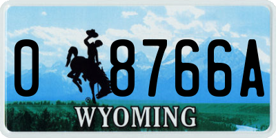 WY license plate 08766A