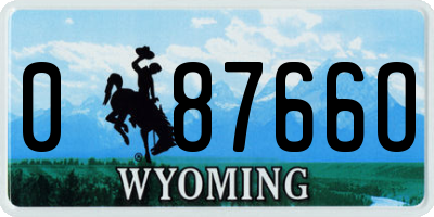 WY license plate 08766O