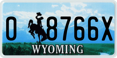 WY license plate 08766X
