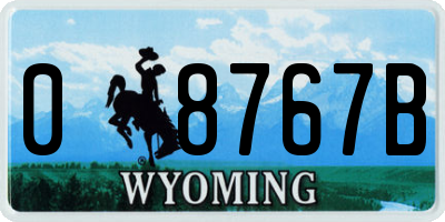 WY license plate 08767B