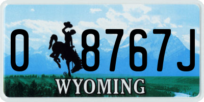 WY license plate 08767J