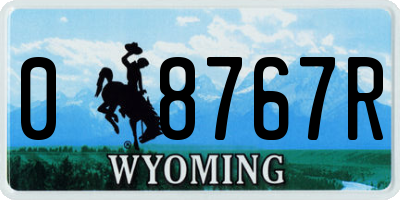 WY license plate 08767R