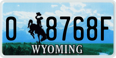 WY license plate 08768F