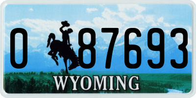 WY license plate 087693