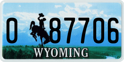 WY license plate 087706