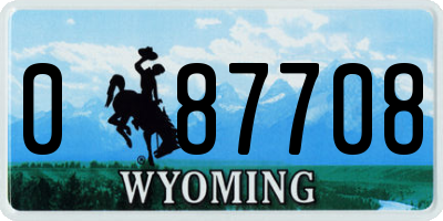WY license plate 087708