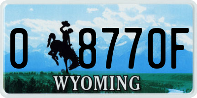 WY license plate 08770F