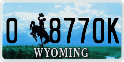 WY license plate 08770K