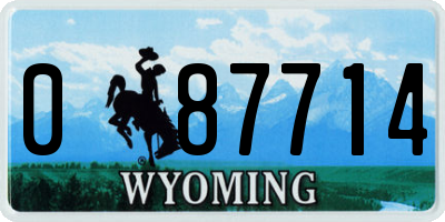 WY license plate 087714