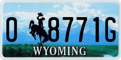 WY license plate 08771G