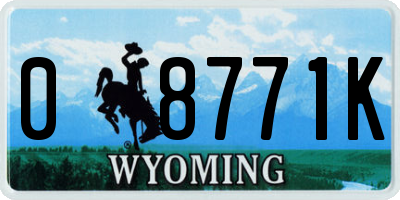 WY license plate 08771K