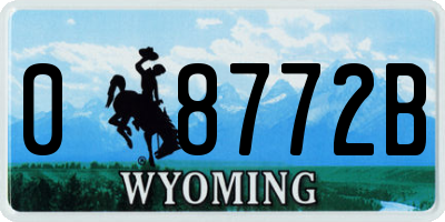 WY license plate 08772B