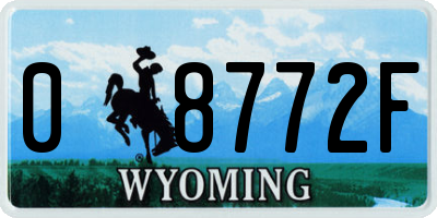 WY license plate 08772F