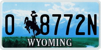 WY license plate 08772N