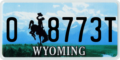 WY license plate 08773T