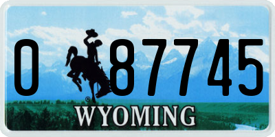 WY license plate 087745
