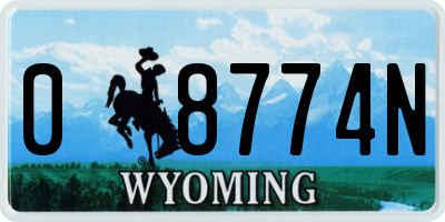 WY license plate 08774N