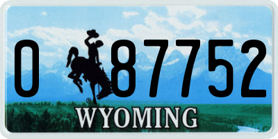 WY license plate 087752