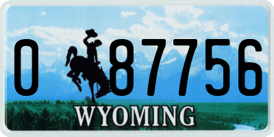 WY license plate 087756