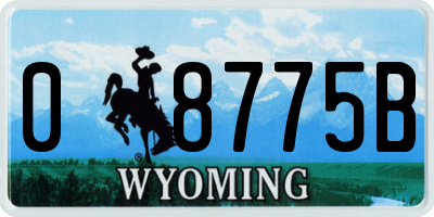 WY license plate 08775B