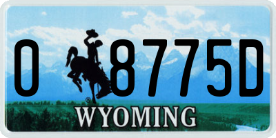 WY license plate 08775D