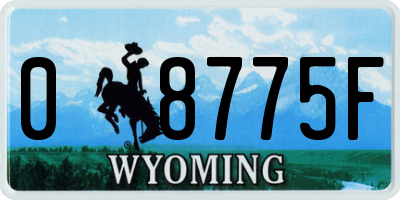 WY license plate 08775F