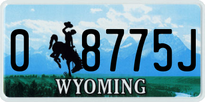 WY license plate 08775J
