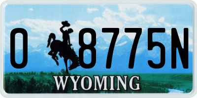 WY license plate 08775N