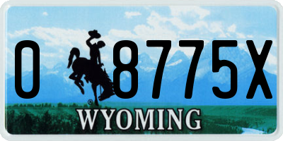 WY license plate 08775X