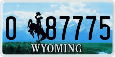WY license plate 087775