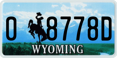 WY license plate 08778D