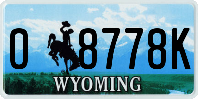 WY license plate 08778K