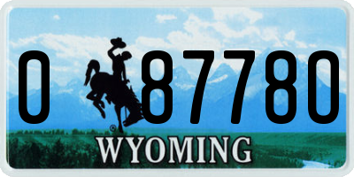 WY license plate 08778O