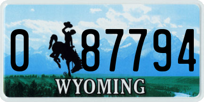 WY license plate 087794