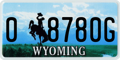 WY license plate 08780G