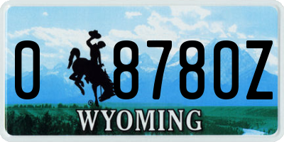 WY license plate 08780Z