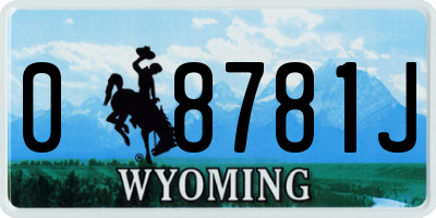 WY license plate 08781J