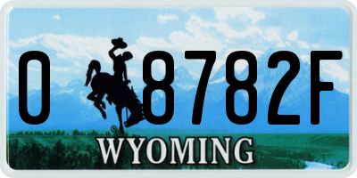 WY license plate 08782F