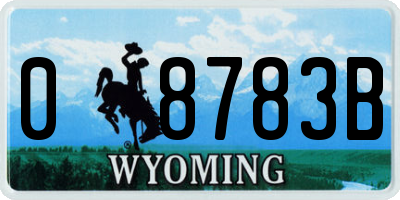 WY license plate 08783B