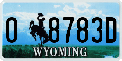 WY license plate 08783D